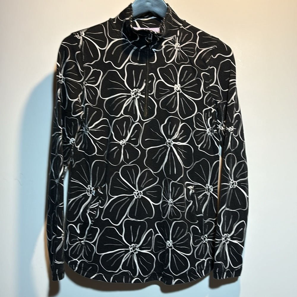 T by Talbots 1/2 Zip Long Sleeve Mock Neck Pullover Activewear Top Size XS